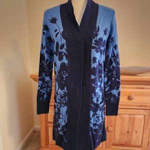 Isaac Mizrahi Live Open Front Floral Sweater Cardigan